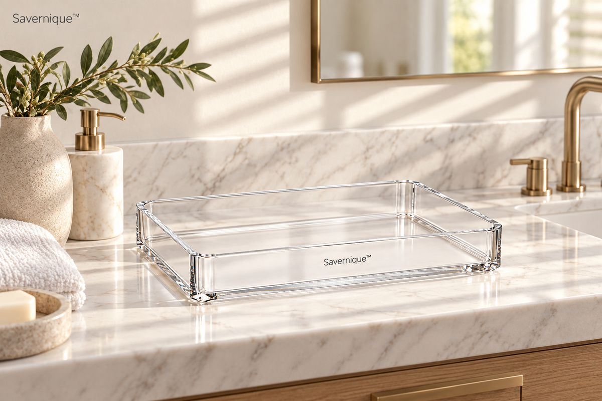Savernique™ Minimalist Clear Acrylic Storage Tray